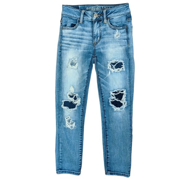 American Eagle Outfitters Denim - AEO Distressed High Rise Jegging Crop - Sz 00 - Super Stretch